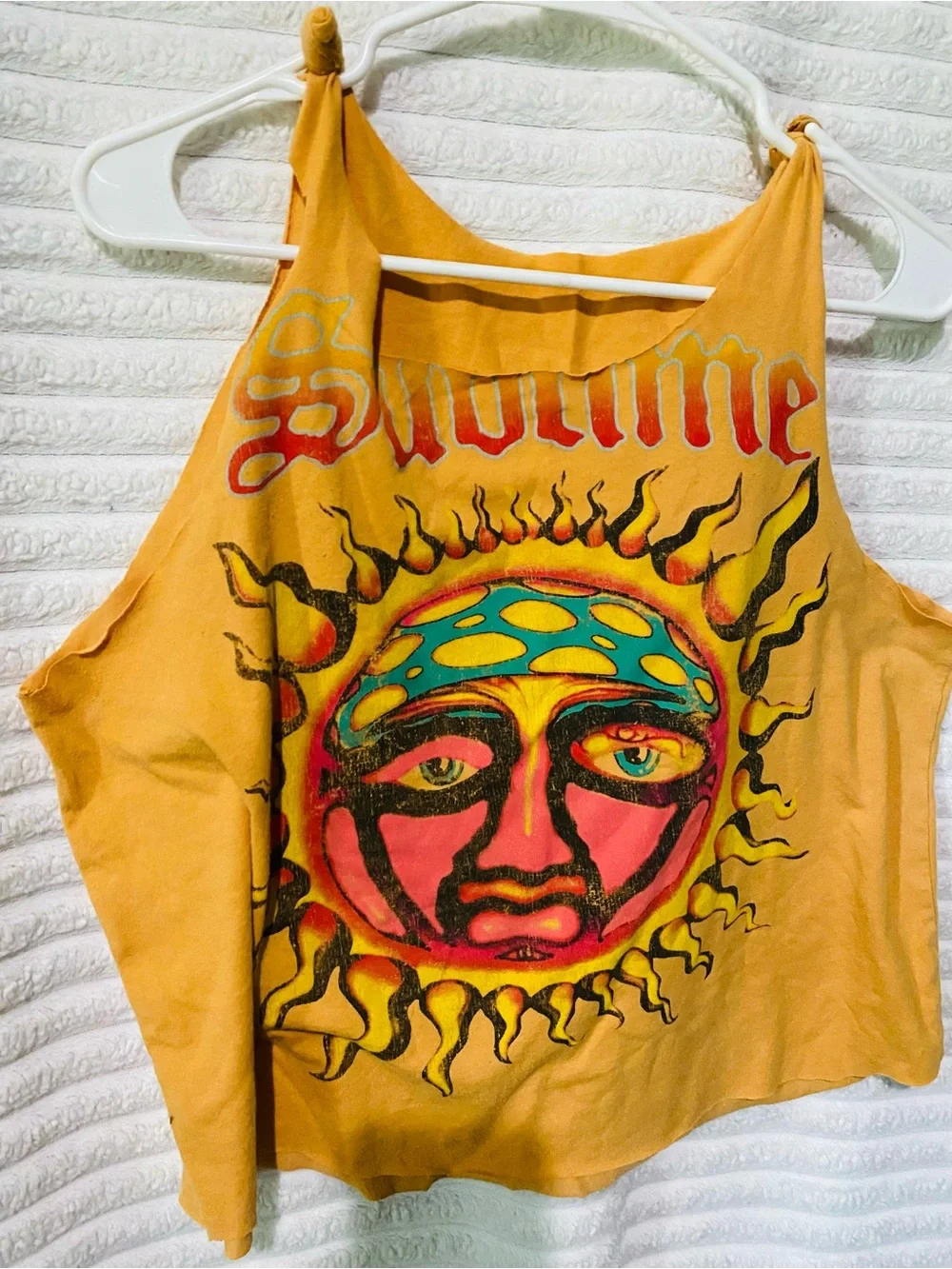 Graphic Sun Muscle Tank Top in Mustard Yellow - Picture 2 of 3